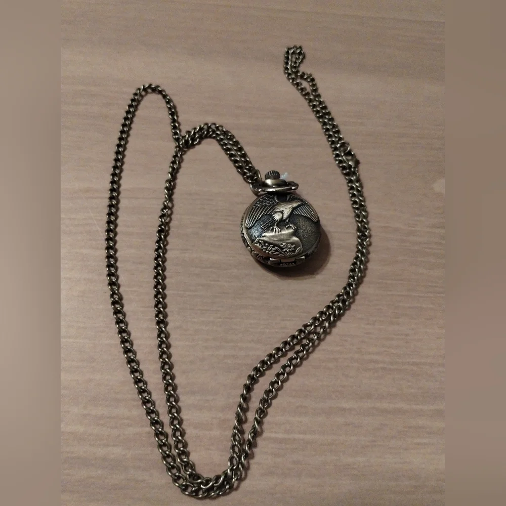New Men's Vintage Style Mini Pocket Watch with Eagle Design